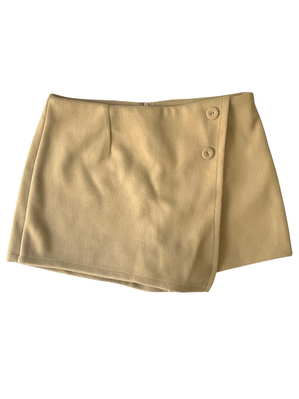 Forever 21 Women Skorts Size L Camel Button 2" Inseam Fleece Mini Skirt NWT
